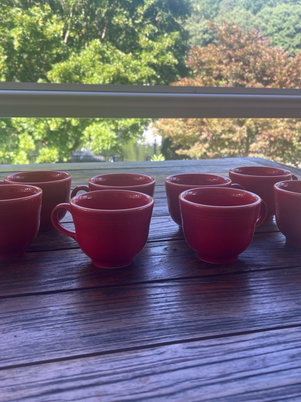 Fiestaware Red Ceramic Coffee Cups - Set of 8